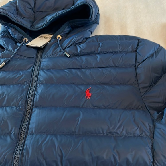 Polo Ralph Lauren Men’s Hooded Puffer Navy Blue Jacket Size L - Picture 3 of 16